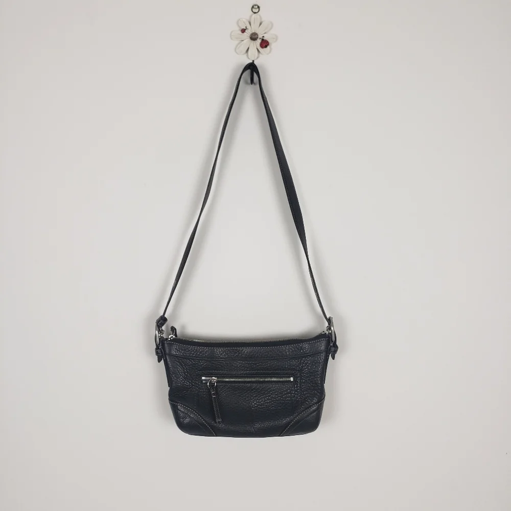 Coach Black Pebbled Leather Mini Crossbody Bag